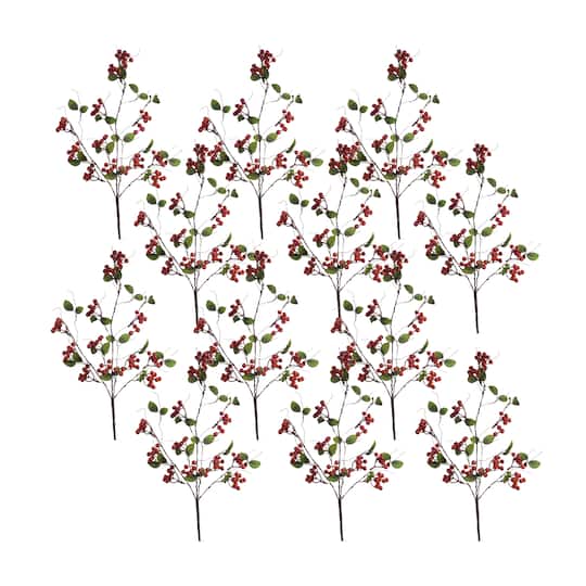Michaels, Melrose 27" Faux Red Boxwood Berry Twig Sprays, 12ct. – Category: Stems
